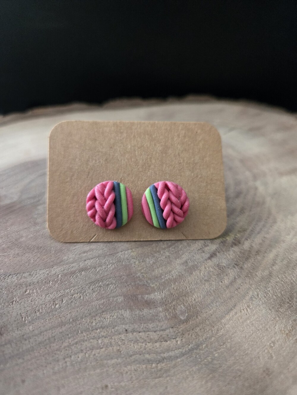058 New Handmade Polymer clay earrings - stainless steel studs